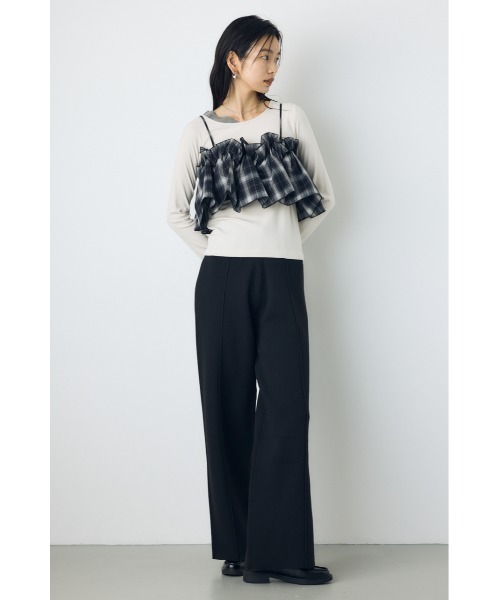 AZUL by moussy(アズールバイマウジー)の「ギャザーフリルキャミソールビスチェ 秋服 冬服 春服 夏服 レイヤード チェック 無地 デザイントップス(キャミソール・レディース・ブラック/ブラック系その他/ライトベージュ・FREE)」の19枚目の写真