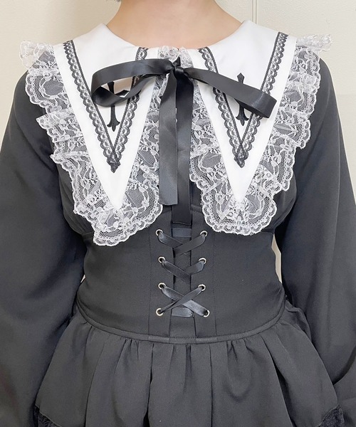 MA*RS(アメーバーマーズ)の「クロス刺繍3段フリルセットアップ 2点SET(セットアップ・レディース・ブラック/グレー/ブラック×ホワイト・FREE)」の14枚目の写真