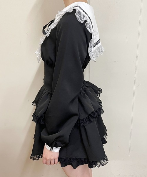 MA*RS(アメーバーマーズ)の「クロス刺繍3段フリルセットアップ 2点SET(セットアップ・レディース・ブラック/グレー/ブラック×ホワイト・FREE)」の15枚目の写真