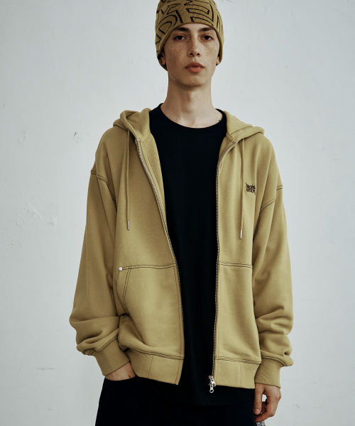 BROWNBREATH（ブラウンブレス）の「ステッチタグフードジップアップ（パーカー・レディース・ブラック/オートミール/イエロー・SMALL/MEDIUM/LARGE/X-LARGE）」の9枚目の写真