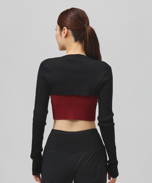 ITZON（イットゾン）の「イットゾン  BOLERO KNIT（カーディガン/ボレロ・レディース・ブラック/レッド・FREE）」の4枚目の写真