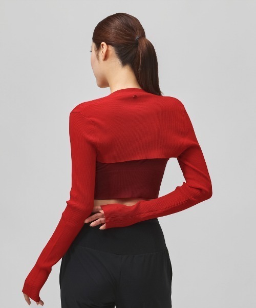 ITZON（イットゾン）の「イットゾン  BOLERO KNIT（カーディガン/ボレロ・レディース・ブラック/レッド・FREE）」の9枚目の写真