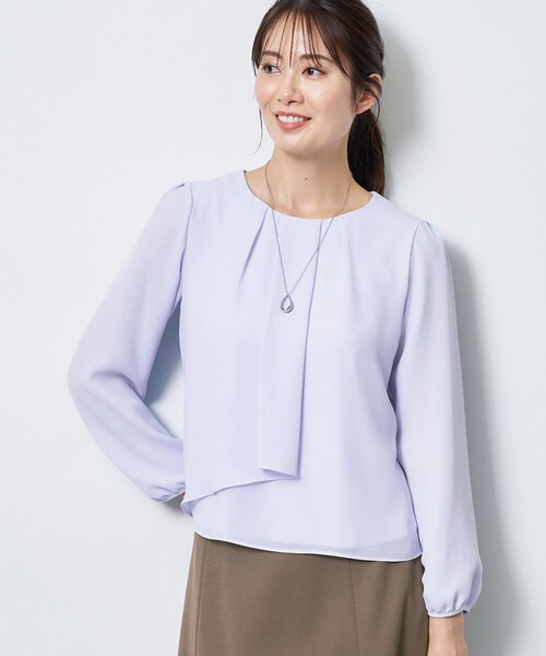 Reflect(リフレクト)の「【SS-4Lサイズ/通勤/セレモニー】クルーネック シフォンブラウス(シャツ/ブラウス・レディース・サックスブルー/ホワイト/ブラック・05/11/09/07/17/15 /13)」の7枚目の写真