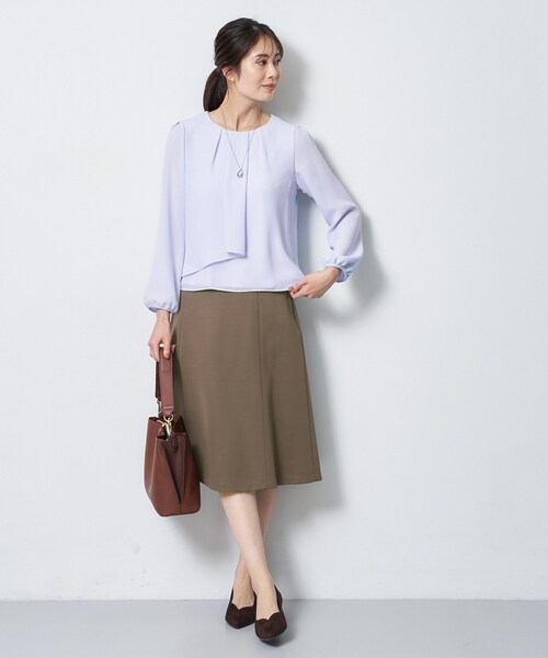 Reflect(リフレクト)の「【SS-4Lサイズ/通勤/セレモニー】クルーネック シフォンブラウス(シャツ/ブラウス・レディース・サックスブルー/ホワイト/ブラック・05/11/09/07/17/15 /13)」の8枚目の写真