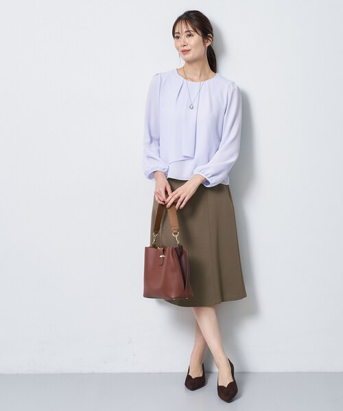 Reflect(リフレクト)の「【SS-4Lサイズ/通勤/セレモニー】クルーネック シフォンブラウス(シャツ/ブラウス・レディース・サックスブルー/ホワイト/ブラック・05/11/09/07/17/15 /13)」の9枚目の写真