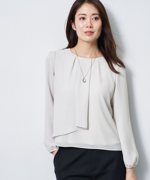 Reflect(リフレクト)の「【SS-4Lサイズ/通勤/セレモニー】クルーネック シフォンブラウス(シャツ/ブラウス・レディース・サックスブルー/ホワイト/ブラック・05/11/09/07/17/15 /13)」の11枚目の写真
