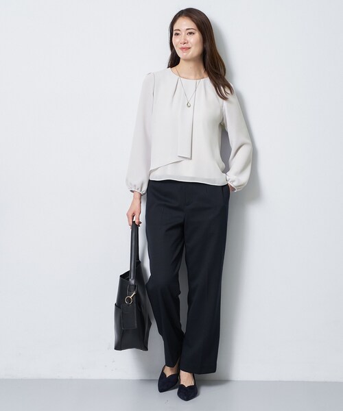 Reflect(リフレクト)の「【SS-4Lサイズ/通勤/セレモニー】クルーネック シフォンブラウス(シャツ/ブラウス・レディース・サックスブルー/ホワイト/ブラック・05/11/09/07/17/15 /13)」の12枚目の写真