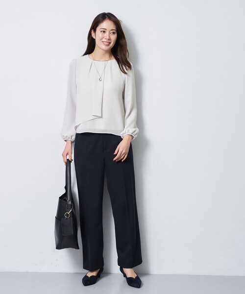 Reflect(リフレクト)の「【SS-4Lサイズ/通勤/セレモニー】クルーネック シフォンブラウス(シャツ/ブラウス・レディース・サックスブルー/ホワイト/ブラック・05/11/09/07/17/15 /13)」の13枚目の写真