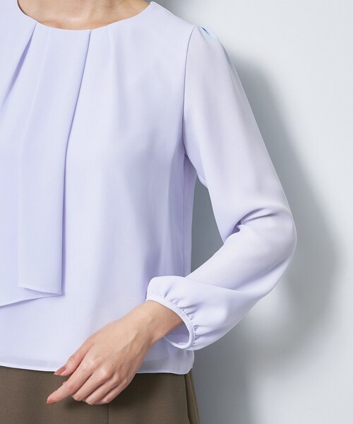 Reflect(リフレクト)の「【SS-4Lサイズ/通勤/セレモニー】クルーネック シフォンブラウス(シャツ/ブラウス・レディース・サックスブルー/ホワイト/ブラック・05/11/09/07/17/15 /13)」の5枚目の写真