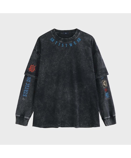 ARTISTWEAR(アーティストウェア)の「ミッドナイト スタティック レイヤード 長袖Tシャツ(Tシャツ/カットソー・レディース・ブラック・SMALL/MEDIUM/LARGE/X-LARGE/XX-LARGE)」の1枚目の写真