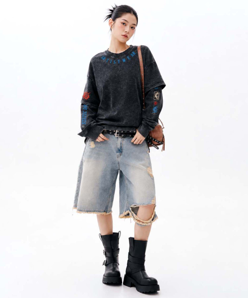 ARTISTWEAR(アーティストウェア)の「ミッドナイト スタティック レイヤード 長袖Tシャツ(Tシャツ/カットソー・レディース・ブラック・SMALL/MEDIUM/LARGE/X-LARGE/XX-LARGE)」の4枚目の写真