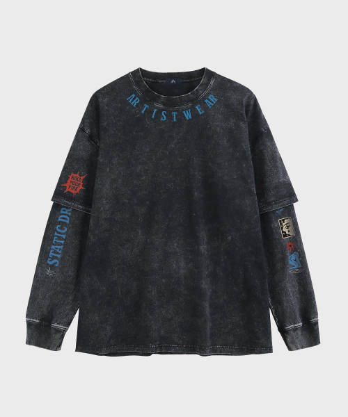 ARTISTWEAR(アーティストウェア)の「ミッドナイト スタティック レイヤード 長袖Tシャツ(Tシャツ/カットソー・レディース・ブラック・SMALL/MEDIUM/LARGE/X-LARGE/XX-LARGE)」の6枚目の写真