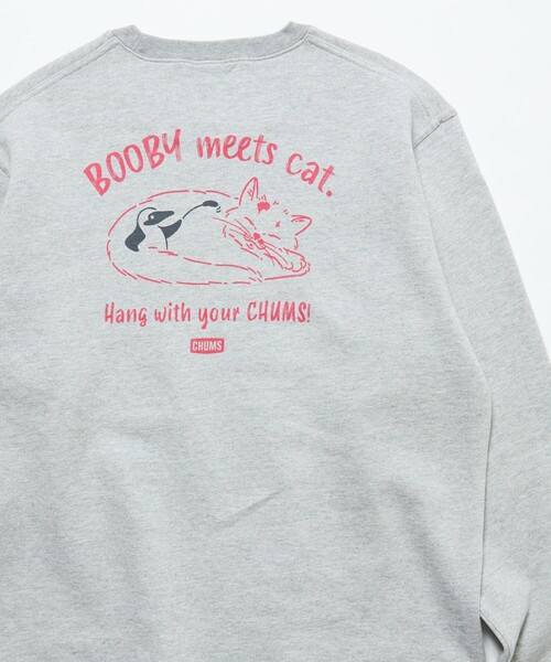 CHUMS(チャムス)の「CHUMS/チャムス 別注 キャッツ ミーツ ブービー スウェット / Cats Meets BOOBY SWT(スウェット・メンズ・グレー/ブラック/ナチュラル・X-LARGE/LARGE/MEDIUM/SMALL)」の2枚目の写真