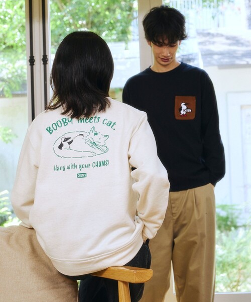 CHUMS(チャムス)の「CHUMS/チャムス 別注 キャッツ ミーツ ブービー スウェット / Cats Meets BOOBY SWT(スウェット・メンズ・グレー/ブラック/ナチュラル・X-LARGE/LARGE/MEDIUM/SMALL)」の14枚目の写真