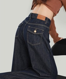 【2026AW】デニム ワイドパンツ ハイウエスト ロング丈 美脚 脚長 体型カバー ストレート デニム ジーンズ 韓国ファッション