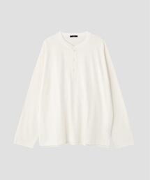 YLEVE / OPEN END COTTON PIGMENT DYE HENRY NECK PULL OVER