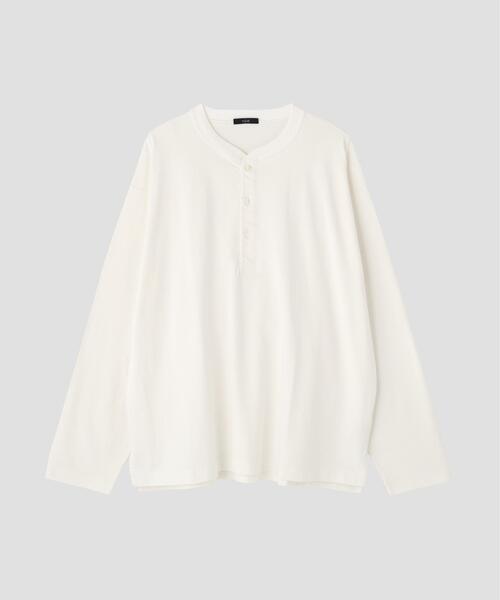 YLEVE(イレーヴ)の「YLEVE / OPEN END COTTON PIGMENT DYE HENRY NECK PULL OVER(Tシャツ/カットソー・メンズ・グレー/ホワイト・5)」の1枚目の写真