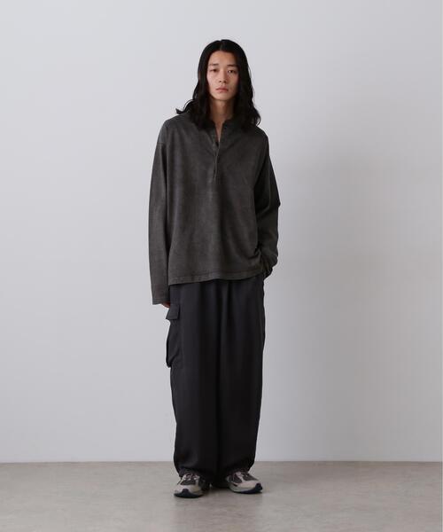 YLEVE(イレーヴ)の「YLEVE / OPEN END COTTON PIGMENT DYE HENRY NECK PULL OVER(Tシャツ/カットソー・メンズ・グレー/ホワイト・5)」の3枚目の写真