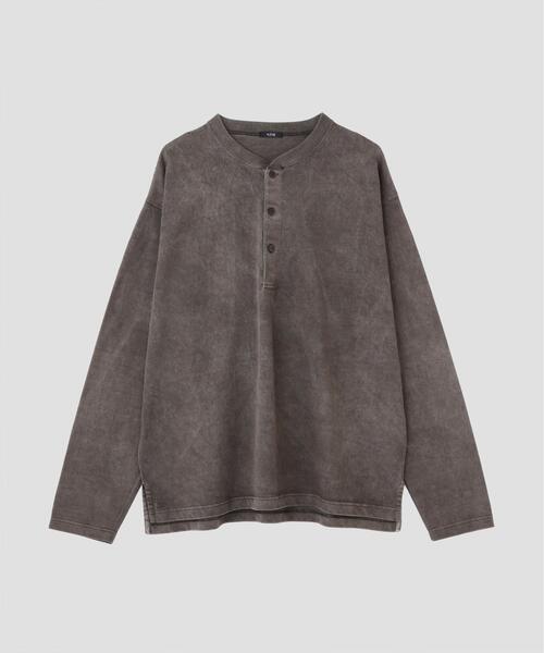 YLEVE(イレーヴ)の「YLEVE / OPEN END COTTON PIGMENT DYE HENRY NECK PULL OVER(Tシャツ/カットソー・メンズ・グレー/ホワイト・5)」の10枚目の写真