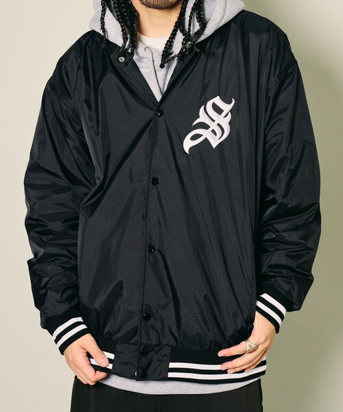 Subciety(サブサエティ)の「Nylon stadium jkt(ブルゾン・メンズ・ブラック/バーガンディー/ブルー・M/XL/XXL/S/L)」の1枚目の写真