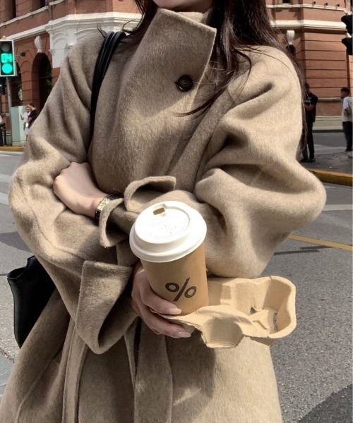 Aelina(エリナ)の「ベルト付きスタンドカラーメルトンカジュアルジャケット(その他アウター・レディース・ライトグレー/ベージュ/ダークグレー・FREE)」の9枚目の写真