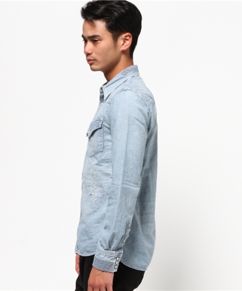 REMI RELIEF（レミレリーフ）の「REMI RELIEF(レミ　レリーフ) シャンブレーデニムウエスタンシャツ / 03/RN16189031（シャツ/ブラウス・メンズ・ライトブルー・M/L）」の2枚目の写真
