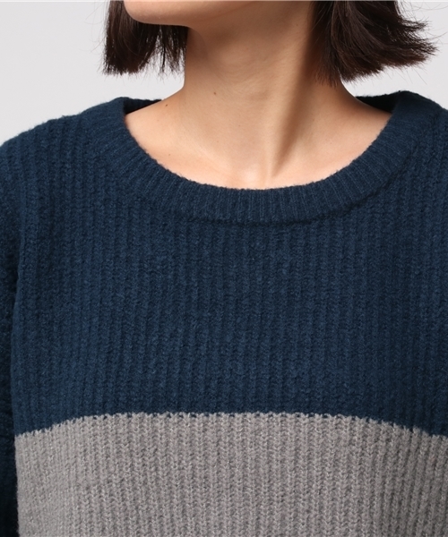 Denime(ドゥニーム)の「ワイドボーダーサイドスリットニット(ニット/セーター・レディース・グレー/ネイビー・FREE)」の5枚目の写真