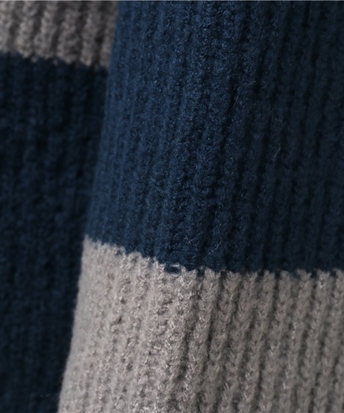 Denime(ドゥニーム)の「ワイドボーダーサイドスリットニット(ニット/セーター・レディース・グレー/ネイビー・FREE)」の8枚目の写真