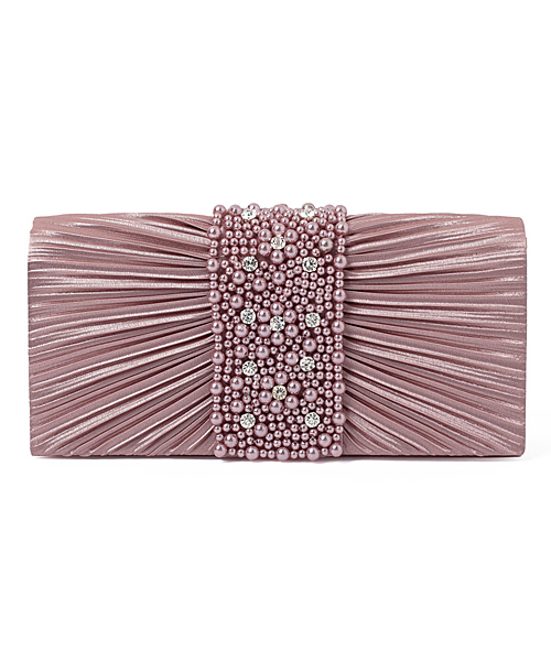 girl（ガール）の「ビジューラディアルサテンプリーツクラッチパーティーバッグ 結婚式 パーティー お呼ばれ オケージョン（クラッチバッグ・レディース・モカ/ネイビー/シャンパン/ローズ/ブラック・FREE）」の4枚目の写真