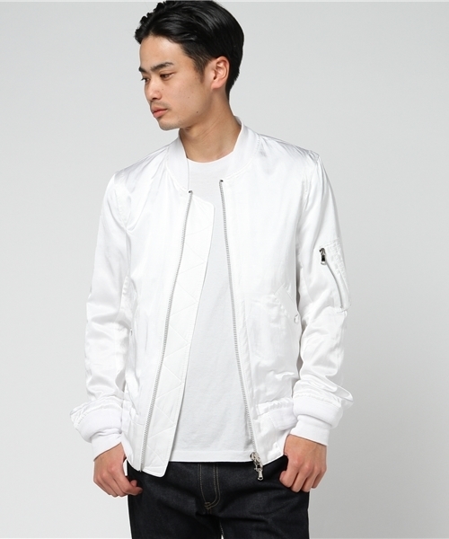 ESTNATION（エストネーション）の「ESTNATION サテンMA-1ブルゾン（MA-1・メンズ・ホワイト/ブラック/オリーブ・LARGE/MEDIUM/SMALL）」の7枚目の写真