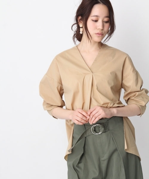 Andemiu（アンデミュウ）の「バックレースＵＰスキッパー749653（シャツ/ブラウス・レディース・キャメル/ホワイト/ライトブルー・FREE）」の3枚目の写真