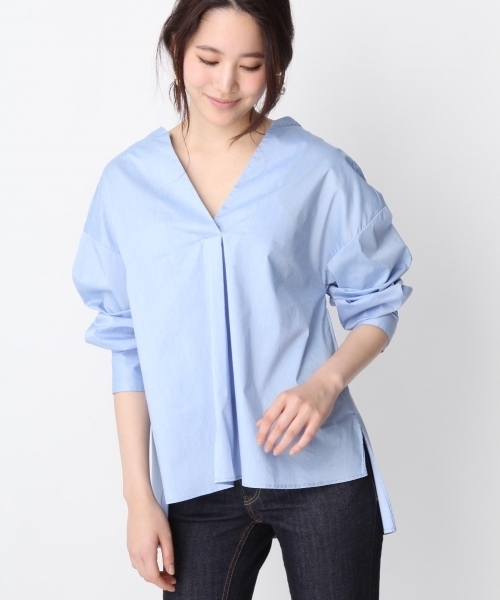 Andemiu（アンデミュウ）の「バックレースＵＰスキッパー749653（シャツ/ブラウス・レディース・キャメル/ホワイト/ライトブルー・FREE）」の12枚目の写真