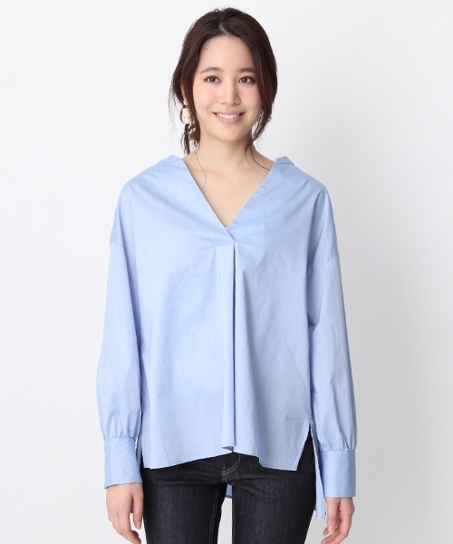 Andemiu（アンデミュウ）の「バックレースＵＰスキッパー749653（シャツ/ブラウス・レディース・キャメル/ホワイト/ライトブルー・FREE）」の13枚目の写真