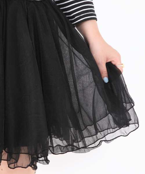 mystic（ミスティック）の「ボーダー×チュールワンピース（ワンピース・レディース・ブラック/オフホワイト/キャメル/オレンジ系その他・ﾌﾘ-）」の11枚目の写真