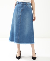 Honeys | 裾フリンジデニムロングスカート(デニムスカート)