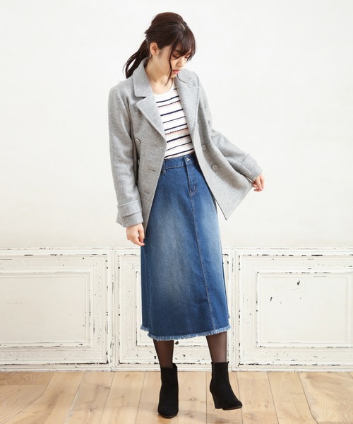 Honeys（ハニーズ）の「裾フリンジデニムロングスカート（デニムスカート・レディース・ワンウォッシュ/ブルー/ライトインディゴブルー・L/LL/M/S）」の7枚目の写真