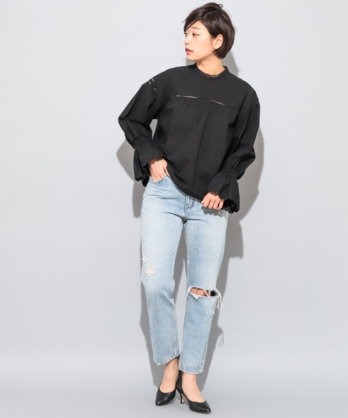 CIAOPANIC（チャオパニック）の「キャンディースリーブブラウス（シャツ/ブラウス・レディース・ブラック/アイボリー・FREE）」の3枚目の写真