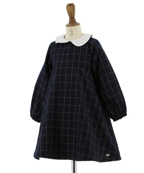 Catherine Cottage（キャサリンコテージ）の「Aラインチェックワンピース（ワンピース・キッズ・グレー/ネイビー・110/120/130/140）」の5枚目の写真