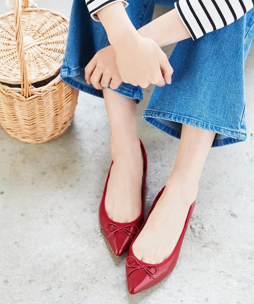 KOBE LETTUCE（コウベレタス）の「軽量ポインテッドトゥバレエパンプス/フラットシューズ/レディースシューズ/靴[I1508]神戸レタス（バレエシューズ・レディース・ネイビー/ブラック/ホワイト/シルバー/レッド・LL/M/L/S）」の8枚目の写真