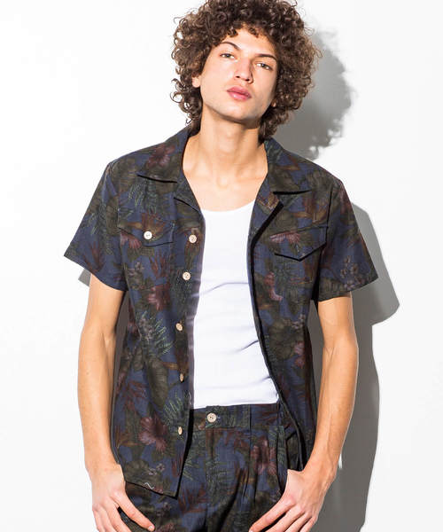 1PIU1UGUALE3  RELAX （ウノピゥウノウグァーレトレ リラックス）の「1PIU1UGUALE3 RELAX(ウノピゥウノウグァーレトレ)プリぺラアロハシャツ（シャツ/ブラウス・メンズ・ネイビー/ブルー/ホワイト・MEDIUM/X-LARGE/SMALL/LARGE）」の2枚目の写真