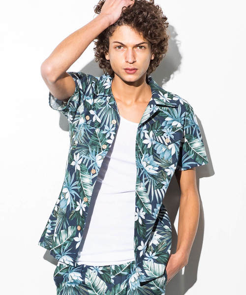 1PIU1UGUALE3  RELAX （ウノピゥウノウグァーレトレ リラックス）の「1PIU1UGUALE3 RELAX(ウノピゥウノウグァーレトレ)プリぺラアロハシャツ（シャツ/ブラウス・メンズ・ネイビー/ブルー/ホワイト・MEDIUM/X-LARGE/SMALL/LARGE）」の3枚目の写真