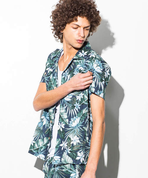1PIU1UGUALE3  RELAX （ウノピゥウノウグァーレトレ リラックス）の「1PIU1UGUALE3 RELAX(ウノピゥウノウグァーレトレ)プリぺラアロハシャツ（シャツ/ブラウス・メンズ・ネイビー/ブルー/ホワイト・MEDIUM/X-LARGE/SMALL/LARGE）」の8枚目の写真