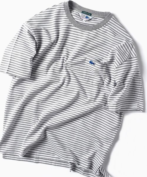 LACOSTE（ラコステ）の「LACOSTE: 別注 ドロップテイル ビッグ ポケット Tシャツ（Tシャツ/カットソー・メンズ・ホワイト/チャコールグレー/ダークネイビー/ネイビー/グリーン/ブルー・LARGE/MEDIUM/SMALL/X-LARGE/X-SMALL）」の3枚目の写真