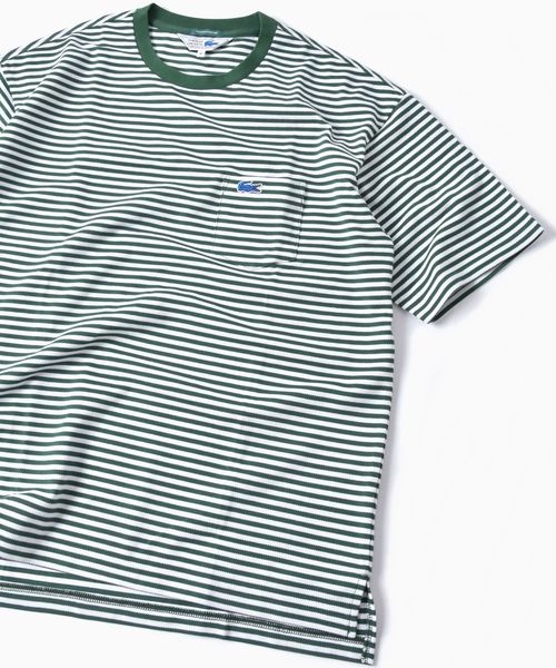 LACOSTE（ラコステ）の「LACOSTE: 別注 ドロップテイル ビッグ ポケット Tシャツ（Tシャツ/カットソー・メンズ・ホワイト/チャコールグレー/ダークネイビー/ネイビー/グリーン/ブルー・LARGE/MEDIUM/SMALL/X-LARGE/X-SMALL）」の4枚目の写真