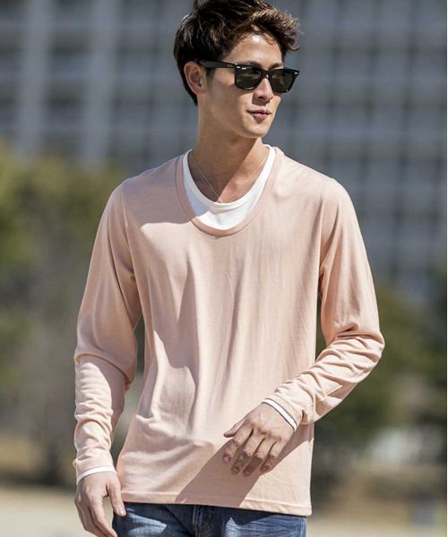 ADMIX/ATELIER SAB MEN（アドミックスアトリエサブメン）の「ソフト天竺フェイクレイヤードUネックTシャツ（Tシャツ/カットソー・メンズ・アッシュグレー/ネイビー/ピンク/ホワイト/ブラック/チャコールグレー/ブラック系その他/グレー系その他・48/50）」の8枚目の写真