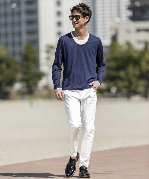 ADMIX/ATELIER SAB MEN（アドミックスアトリエサブメン）の「ソフト天竺フェイクレイヤードUネックTシャツ（Tシャツ/カットソー・メンズ・アッシュグレー/ネイビー/ピンク/ホワイト/ブラック/チャコールグレー/ブラック系その他/グレー系その他・48/50）」の16枚目の写真