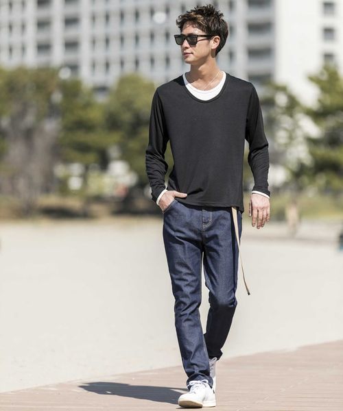 ADMIX/ATELIER SAB MEN（アドミックスアトリエサブメン）の「ソフト天竺フェイクレイヤードUネックTシャツ（Tシャツ/カットソー・メンズ・アッシュグレー/ネイビー/ピンク/ホワイト/ブラック/チャコールグレー/ブラック系その他/グレー系その他・48/50）」の10枚目の写真