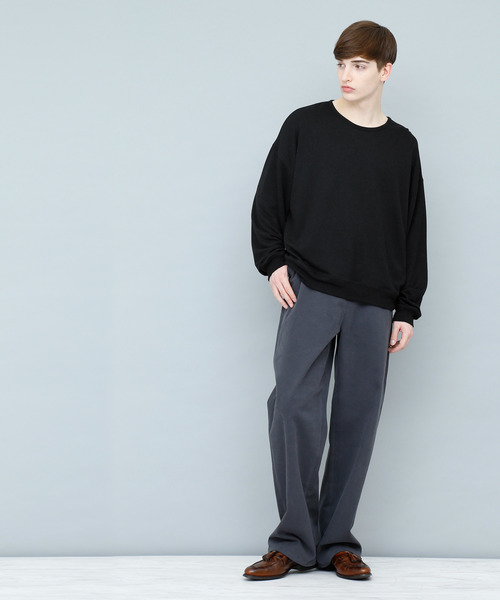 EMMA CLOTHES(エマクローズ)の「TRビッグサイズドロップショルダースウェット(スウェット・メンズ・ブラック/オフホワイト/グレー/ライトパープル・FREE)」の5枚目の写真