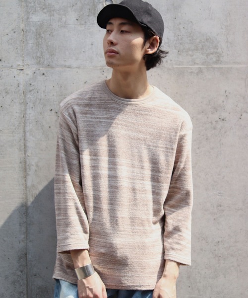 JOURNAL STANDARD relume(ジャーナルスタンダード レリューム)の「杢パイル 7S Tシャツ# (Tシャツ/カットソー・メンズ・グレー/ブラウン系その他/ネイビー・LARGE/MEDIUM)」の2枚目の写真
