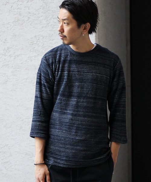 JOURNAL STANDARD relume(ジャーナルスタンダード レリューム)の「杢パイル 7S Tシャツ# (Tシャツ/カットソー・メンズ・グレー/ブラウン系その他/ネイビー・LARGE/MEDIUM)」の3枚目の写真